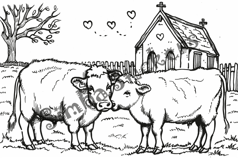 Colouring pages, bundle of cattle, 25 images