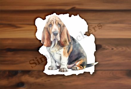 Basset Hound dog, watercolour