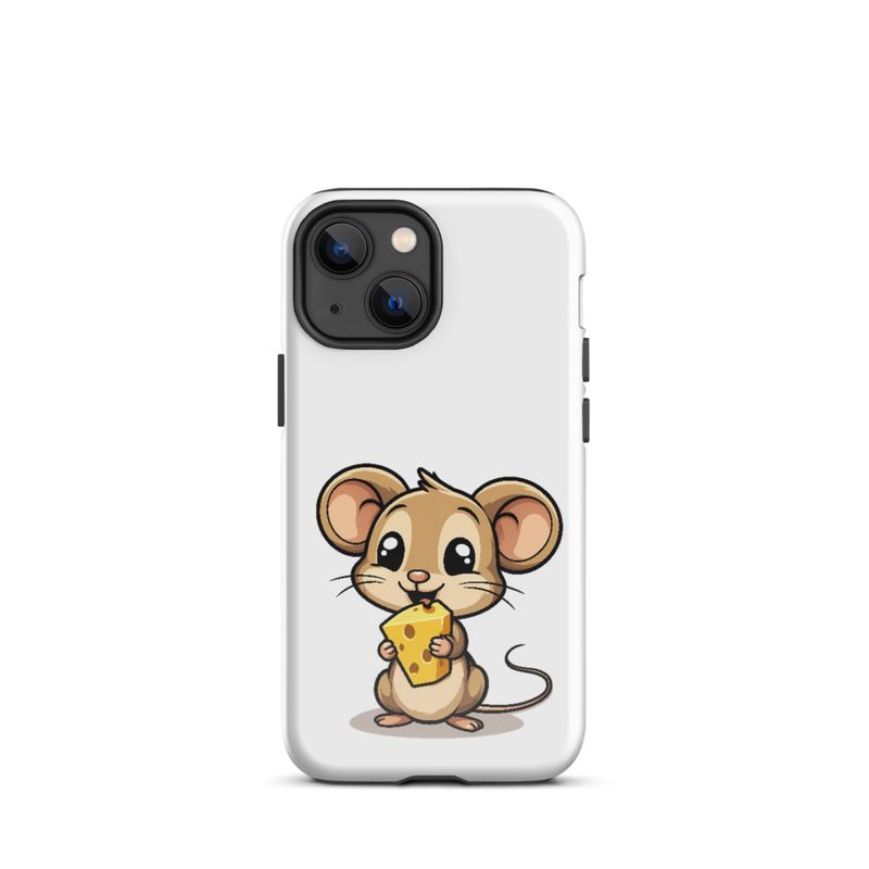Tough Case for iPhone, Small Mouse happily licking large chunk of cheese, pqapy6