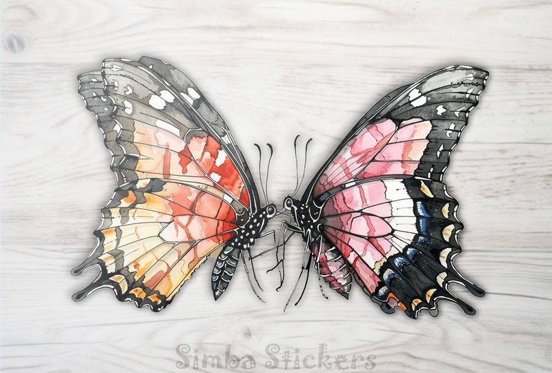 Butterflies in love antler-to-antler, watercolour, u2xnpv