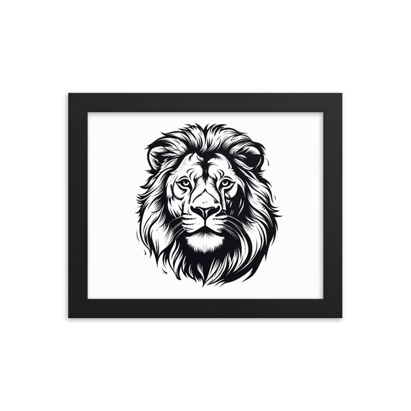 Enhanced Matte Paper Framed Poster, 10x8, Male lion with lioness