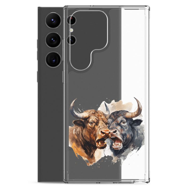 Clear Case for Samsung, Bulls facing up to each other, watercolour, dx5eff
