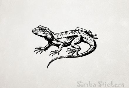Cheeky lizard getting ready to spring, outline art