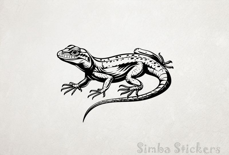 Cheeky lizard getting ready to spring, outline art