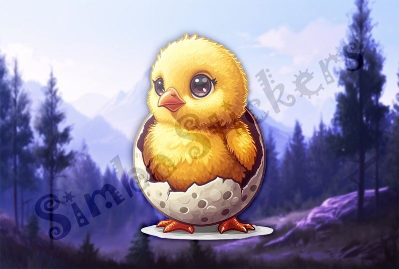 Chicks standing in egg, feet on ground, on hatchday