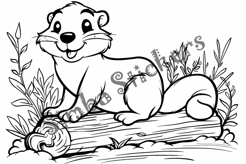 Colouring pages, bundle of groundhogs on or near tree logs, 10 images