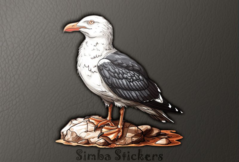 Seagull on small rocks, ouhbh4