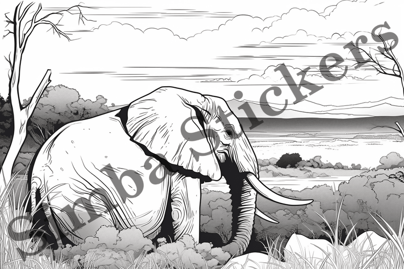 Colouring pages, Bundle of elephants, 10 images