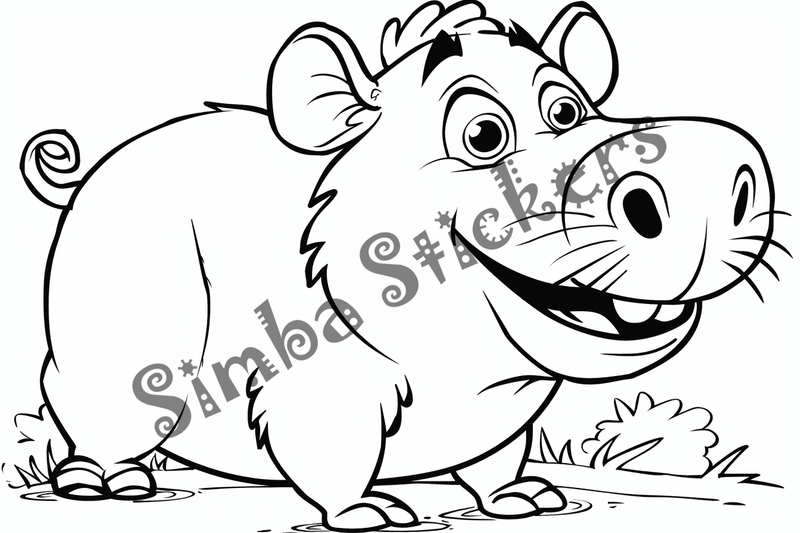 Colouring pages, bundle of capybaras looking cute, 10 images