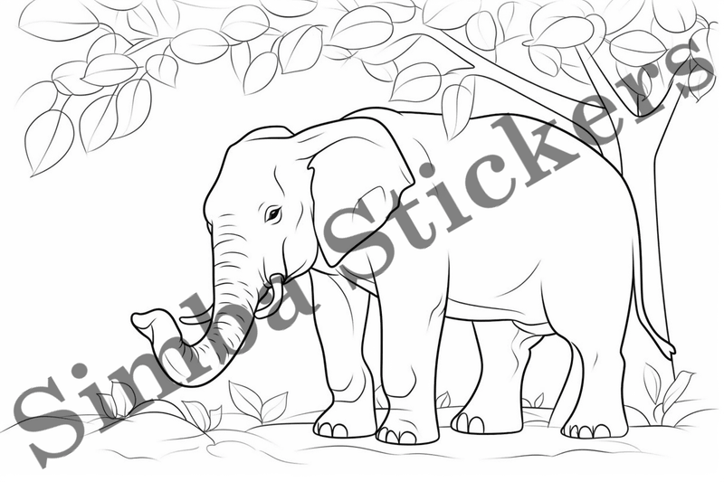 Colouring pages, Bundle of elephants, 25 images