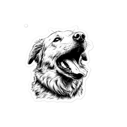 Sticker 4x4, Dog panting, outline art 