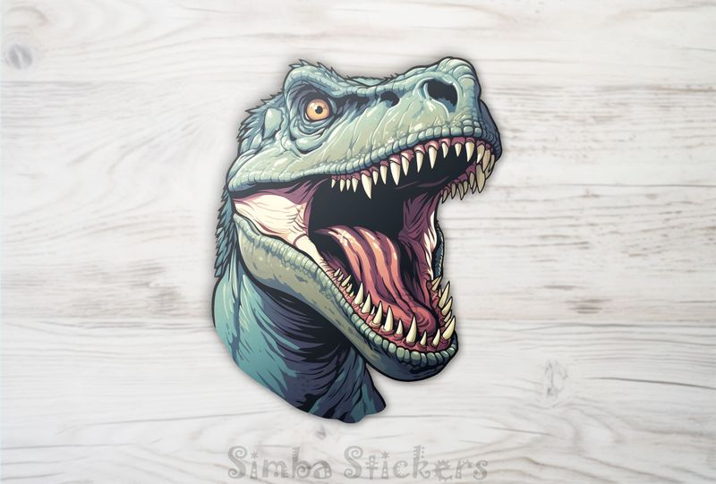 Furious green dinosaur roaring