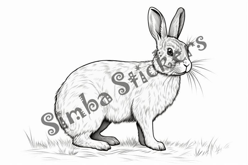 Colouring pages, bundle of singular rabbits, 10 images