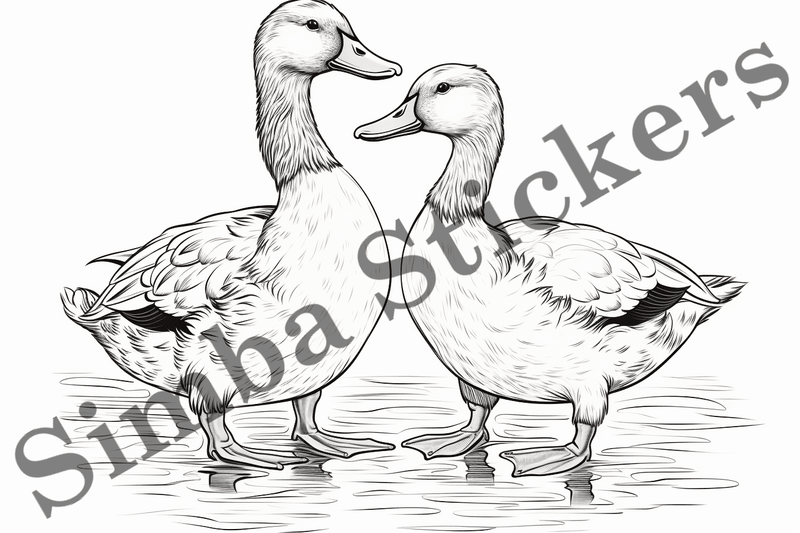 Colouring pages, Bundle of ducks in love, 25 images