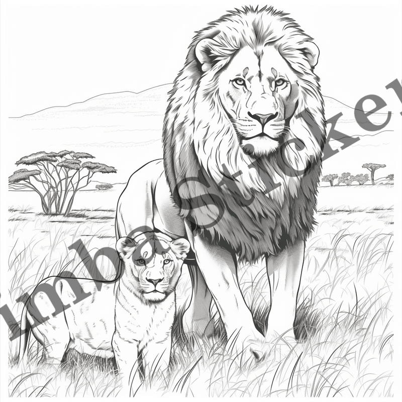 Colouring pages, Bundle of lions, 25 images