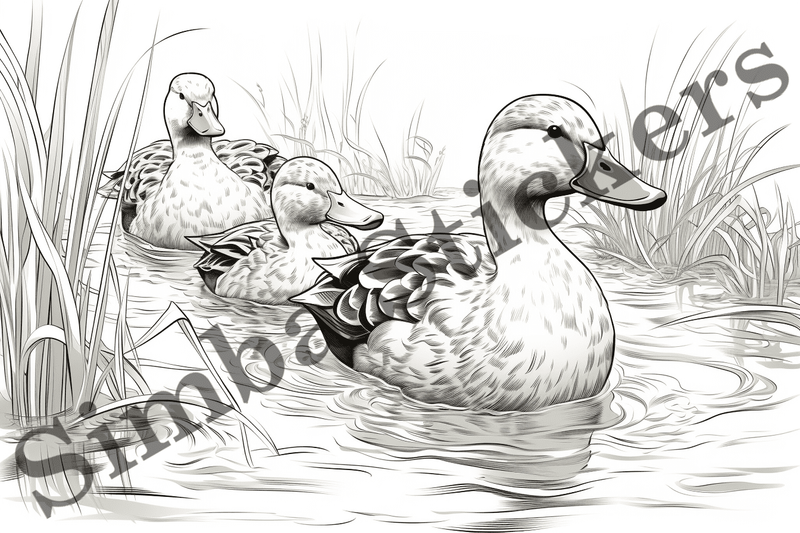 Colouring pages, Bundle of ducks, 10 images