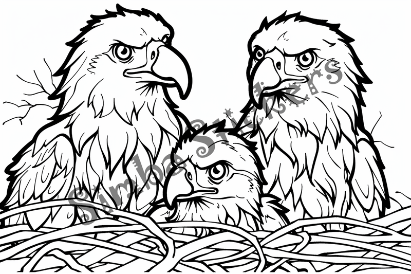 Colouring pages, bundle of eagles 2, 25 images