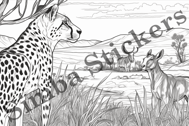 Colouring pages, Bundle of cheetahs, 10 images