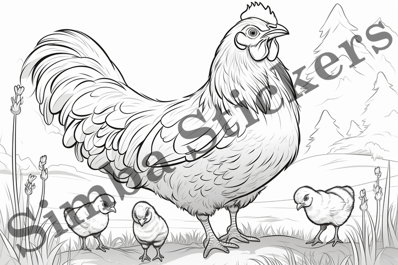 Colouring pages, Bundle of chicken, 25 images