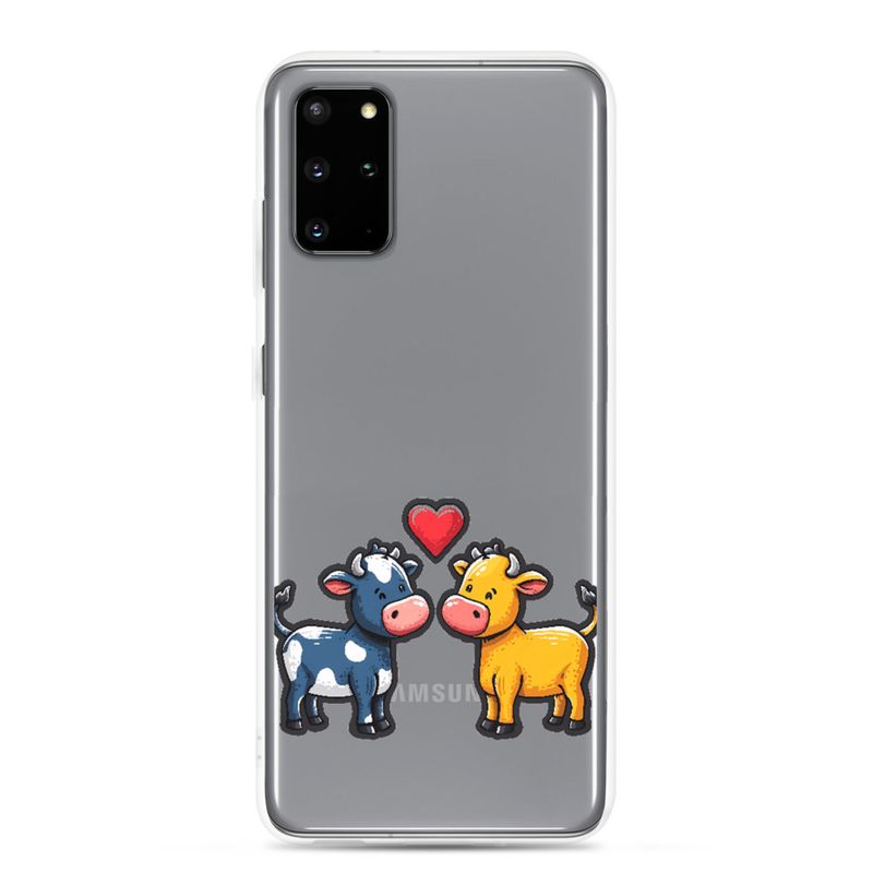 Clear Case for Samsung, Cattle, bull and cow in love, colourful , heart in picture, fvta2y