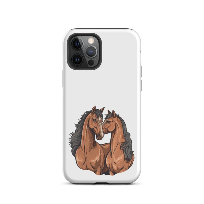 Tough Case for iPhone, Two brown horses snuggling, tdwcyd