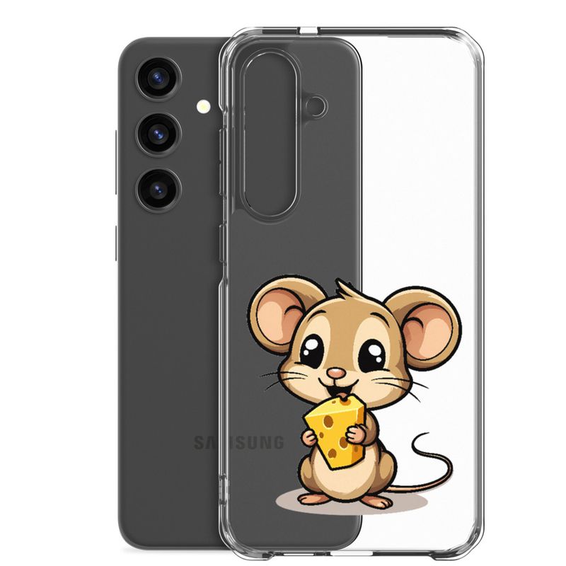 Clear Case for Samsung, Small Mouse happily licking large chunk of cheese, pqapy6