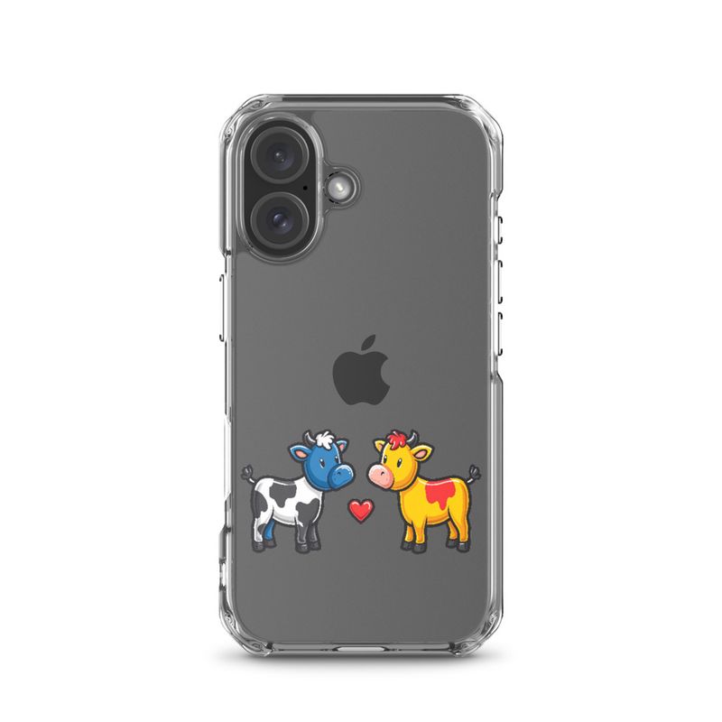 Clear Case for iPhone, Cattle, bull and cow in love, both colourful, zbyzzs