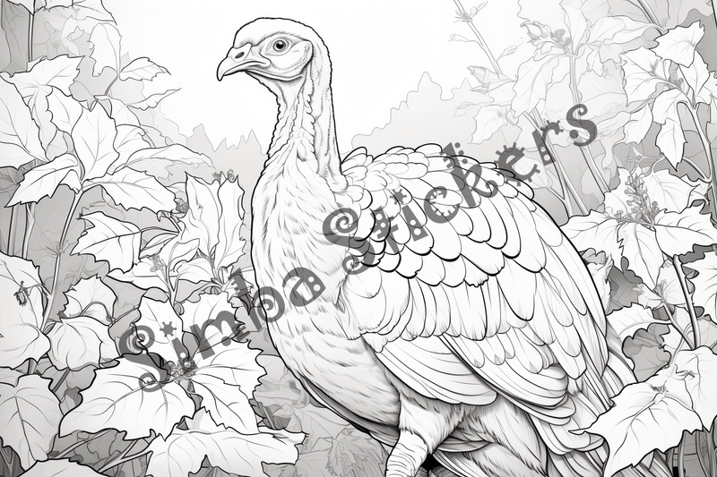 Colouring pages, bundle of turkeys, 50 images