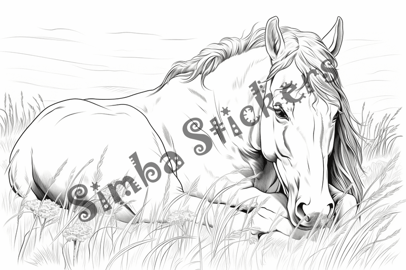 Colouring pages, bundle of horses, 25 images 2