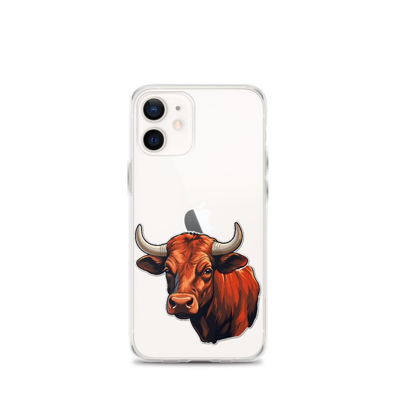 Clear Case for iPhone, Bull face, partial side view, bpor80