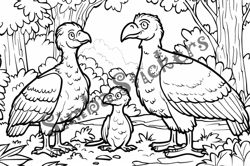 Colouring pages, bundle of vultures with chicks or eggs, 25 images, rm6krw