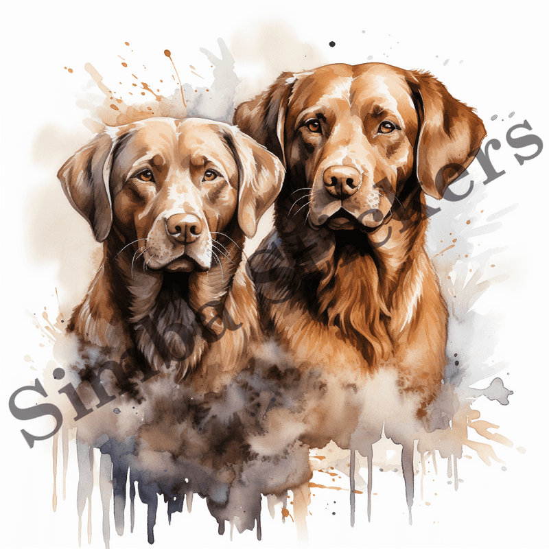 Labrador Retriever dogs, watercolour, image set, 10 images