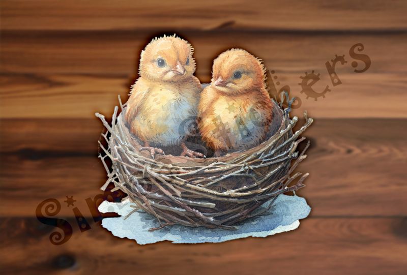 Two Chicks in bird&#x27;s nest