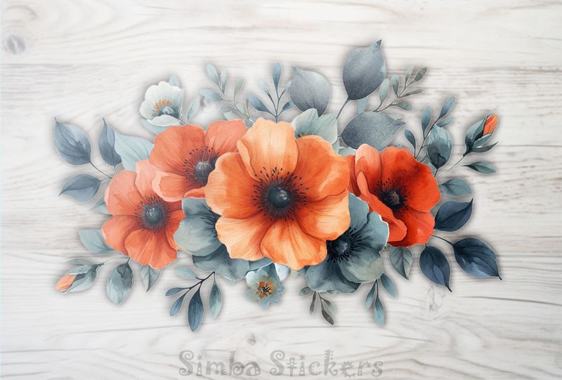 Bouquet of romantic flowers, watercolour