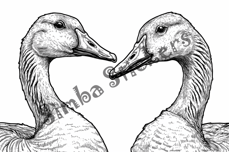 Colouring pages, bundle of geese in love, 10 images