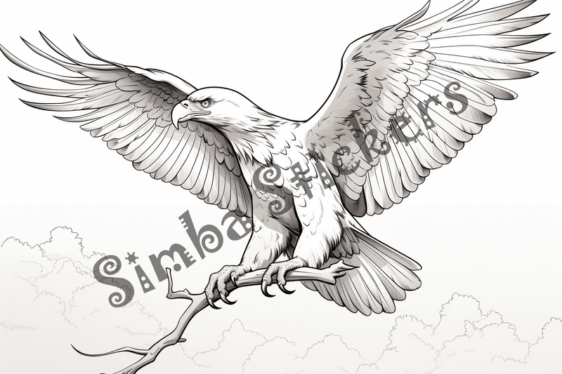 Colouring pages, bundle of eagles 2, 25 images