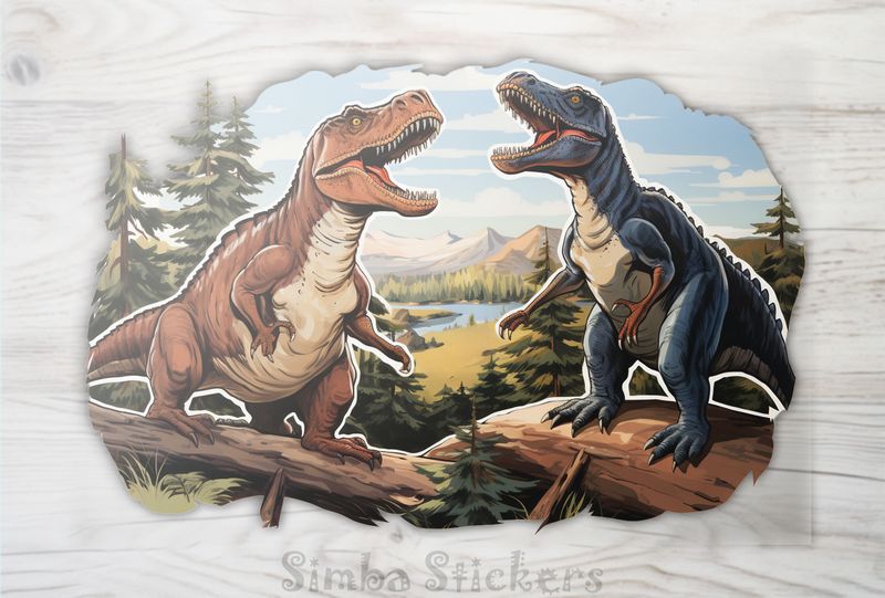 Dinosaurs roaring in tandem
