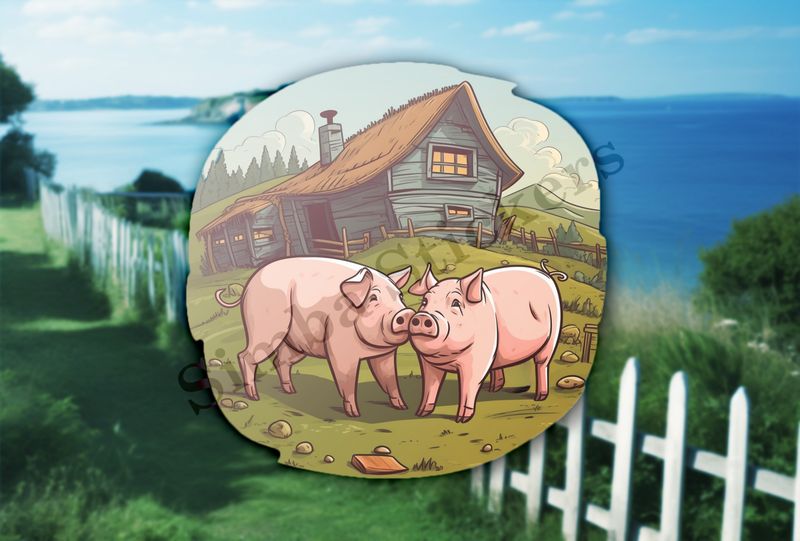 Two pigs cheeck-to-cheek on a farm