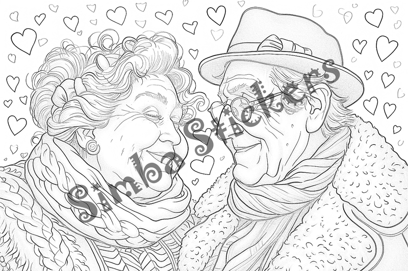 Colouring pages, bundle of people, grandparents and family, 25 images