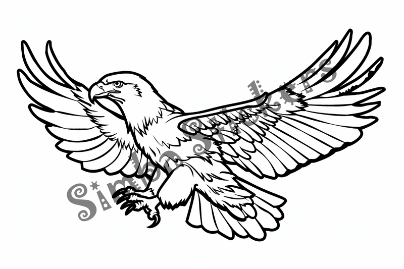 Colouring pages, bundle of eagles flying, 10 images