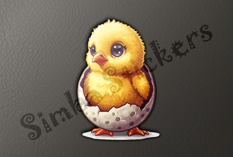 Chicks standing in egg, feet on ground, on hatchday