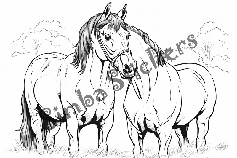Colouring pages, bundle of horses, 25 images 2