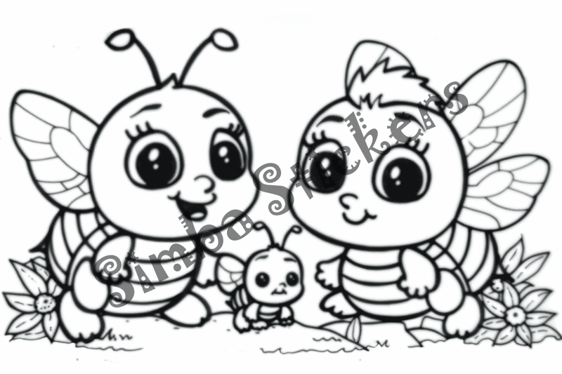 Colouring pages, bundle of bees, 25 images 2