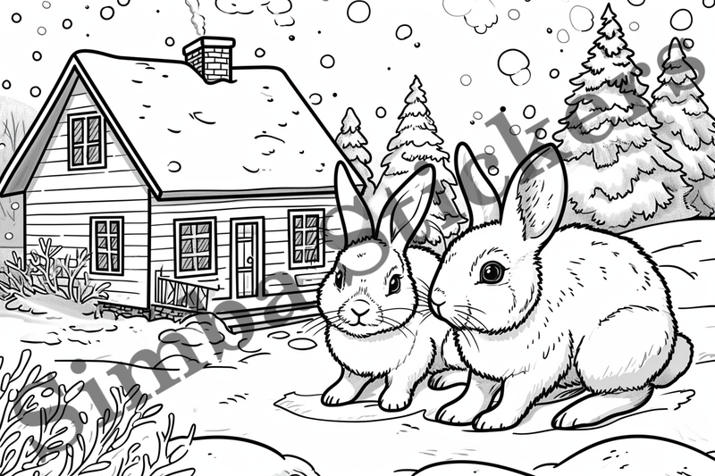 Colouring pages, Bundle of hares in love, 10 images