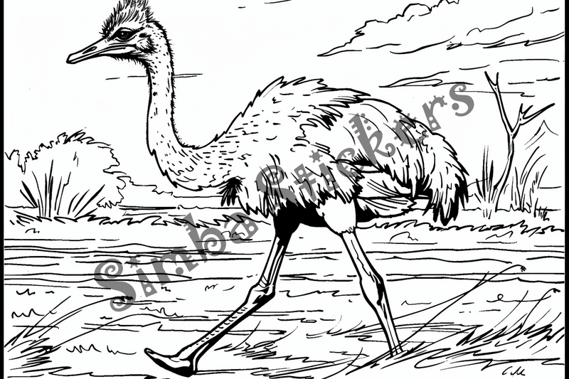 Colouring pages, bundle of ostriches, 50 images