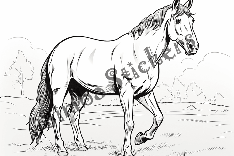 Colouring pages, bundle of horses, 25 images 2