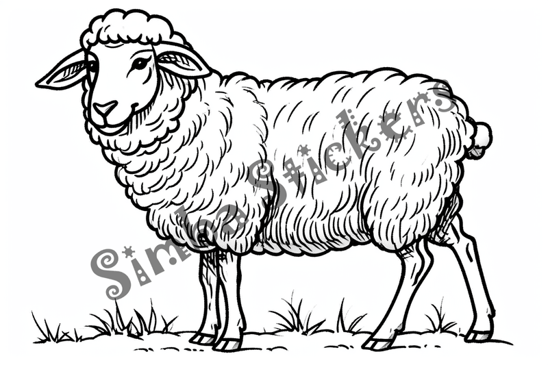 Colouring pages, bundle of singular sheep, 10 images