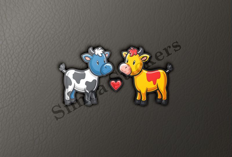 Cattle, bull and cow in love, both colourful, zbyzzs
