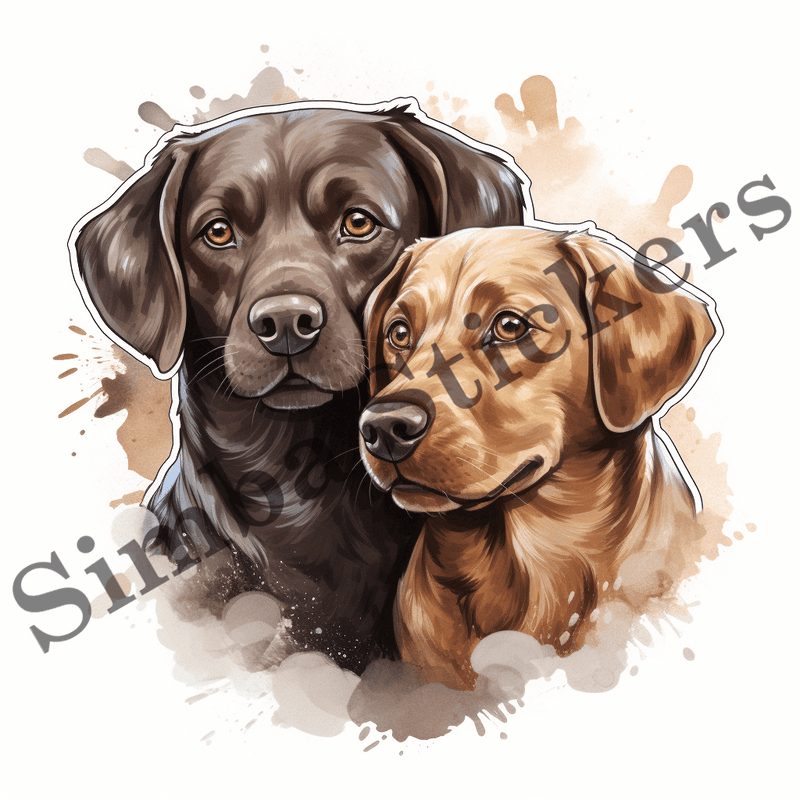 Labrador Retriever dogs, watercolour, image set, 10 images