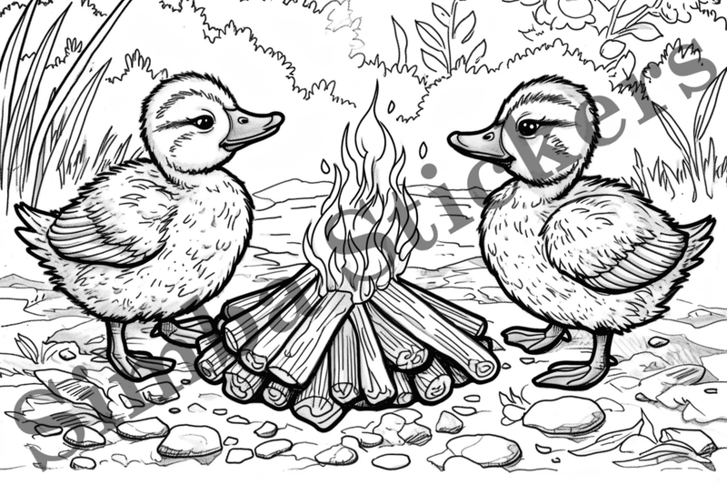 Colouring pages, Bundle of ducks in love, 10 images